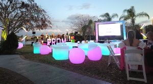 Sarasota event furniture for rent luxury lounge and LED furniture setup for corporate and wedding events